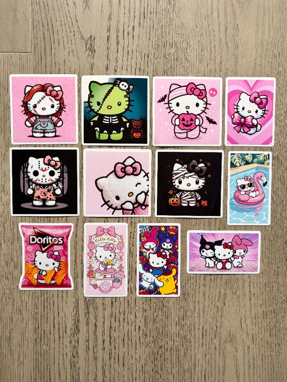 Hello Kitty, Glossy, Waterproof, Vinyl Stickers, Set of 12, High Quality Sticker